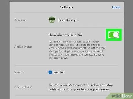 Imagen titulada Hide "Active Now" on Facebook Messenger Step 11